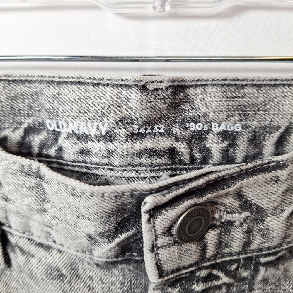 OLD NAVY 90s Baggy 100% Cotton Jean Men Sz 34x32 Grey Vintage Wash Relaxed Roomy - Picture 6 of 7